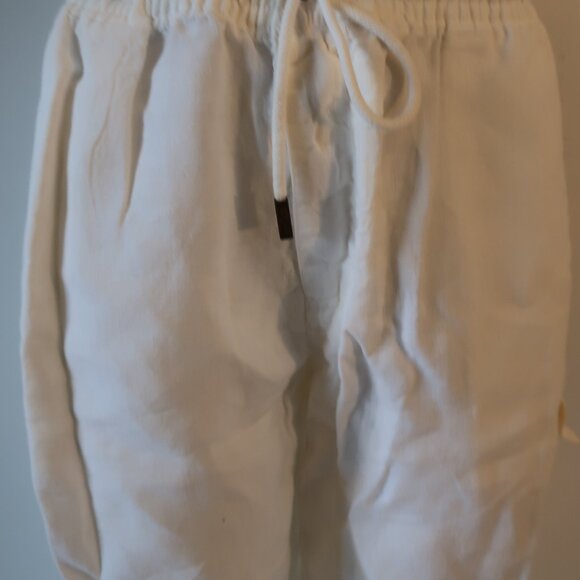 Mens Vilebrequin White 100% Linen Flat Front Drawstring Cargo Shorts 3XL - Picture 5 of 14